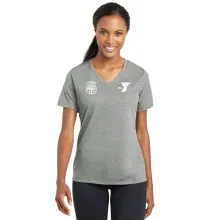 Ladies Racer Mesh V-Neck Tee - Screen Print with Y Logo and Y Academy