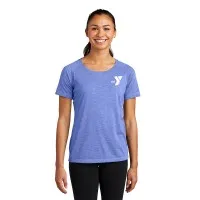 Ladies Tri-Blend Wicking Scoop Neck Raglan Tee - Screen Printed w/ Left Chest Y logo 