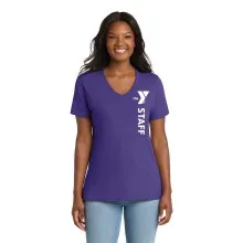 Ladies 5.4-oz 100% Cotton V-Neck T-Shirt - Screen Print